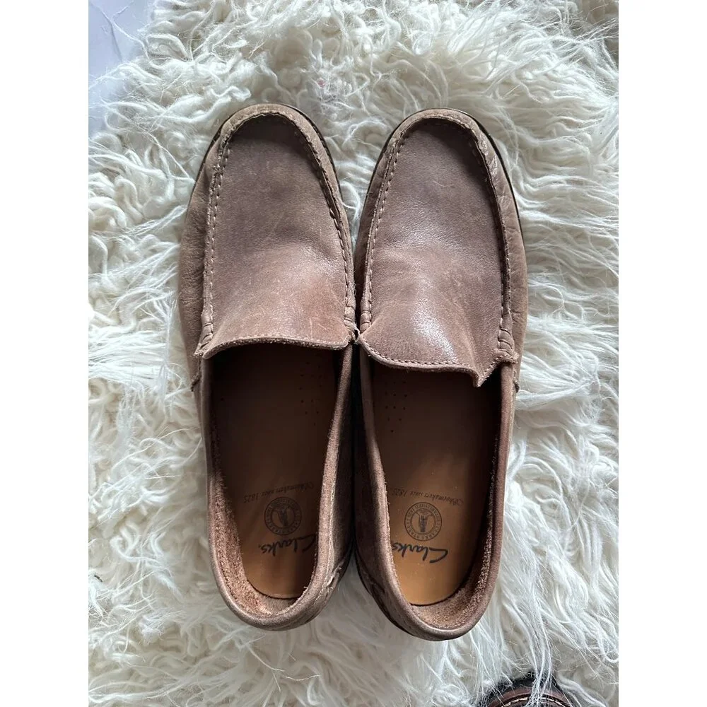Clarks Shoes Mens 12 M Loafer Leather Men 61767 Slip on Casual Brown‎ Comfort